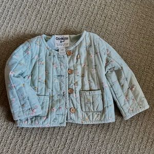 Osh Kosh Floral Sage Green Quilted Toddler Jacket-18 months